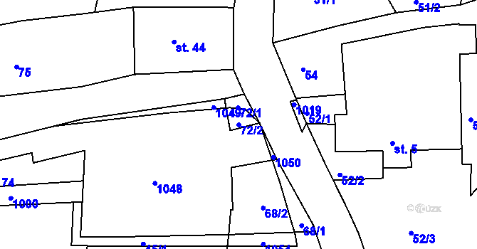 Parcela st. 72/2 v KÚ Nové Těchanovice, Katastrální mapa