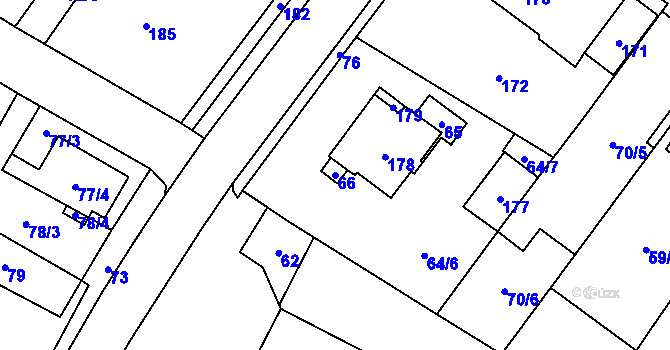 Parcela st. 66 v KÚ Nové Veselí, Katastrální mapa