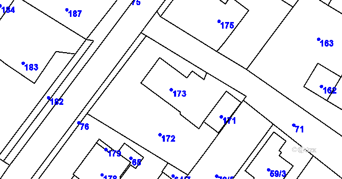Parcela st. 173 v KÚ Nové Veselí, Katastrální mapa