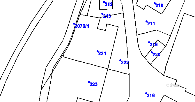 Parcela st. 221 v KÚ Nové Veselí, Katastrální mapa