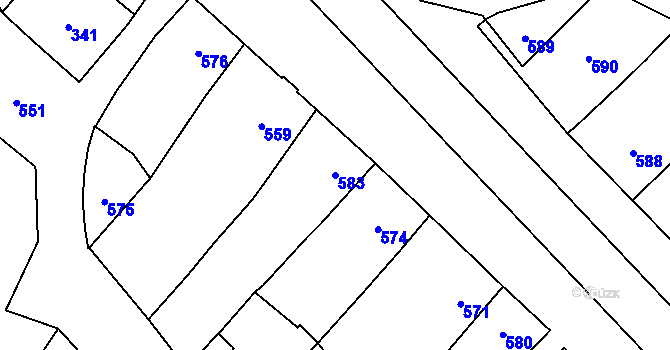 Parcela st. 583 v KÚ Nové Veselí, Katastrální mapa