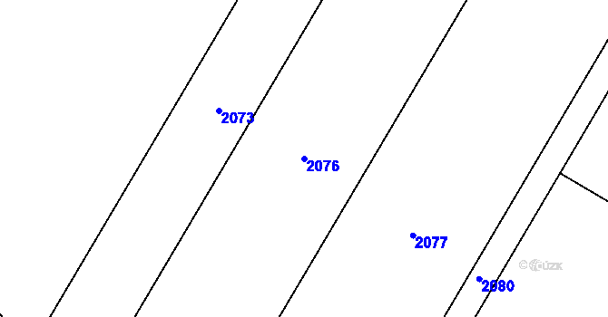 Parcela st. 2076 v KÚ Nové Veselí, Katastrální mapa
