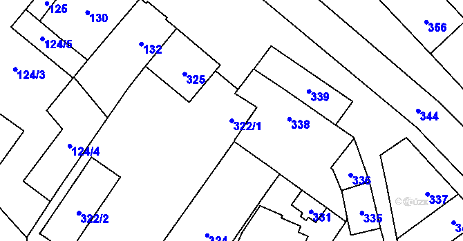 Parcela st. 322/1 v KÚ Nové Veselí, Katastrální mapa