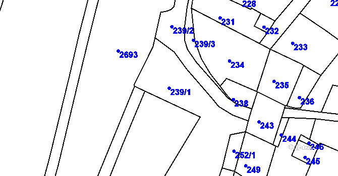 Parcela st. 239/1 v KÚ Nové Veselí, Katastrální mapa