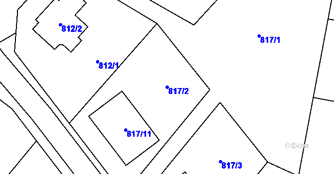 Parcela st. 817/2 v KÚ Nové Veselí, Katastrální mapa