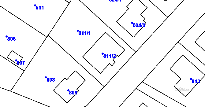 Parcela st. 811/2 v KÚ Nové Veselí, Katastrální mapa
