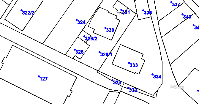 Parcela st. 329/1 v KÚ Nové Veselí, Katastrální mapa