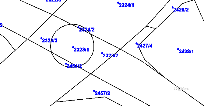 Parcela st. 2323/2 v KÚ Nové Veselí, Katastrální mapa