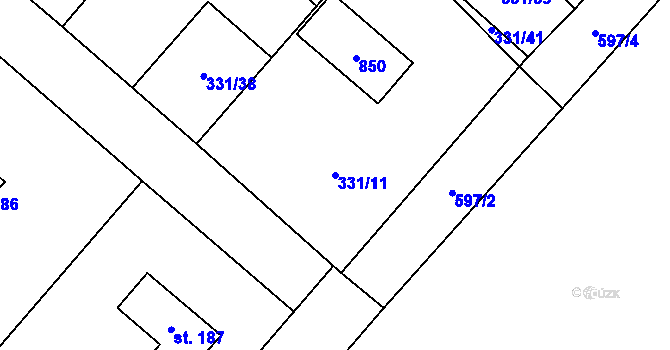 Parcela st. 331/11 v KÚ Nové Zámky, Katastrální mapa