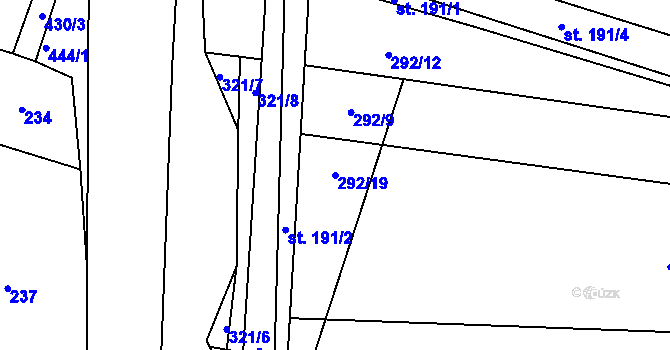 Parcela st. 292/19 v KÚ Nové Zámky, Katastrální mapa
