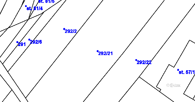 Parcela st. 292/21 v KÚ Nové Zámky, Katastrální mapa