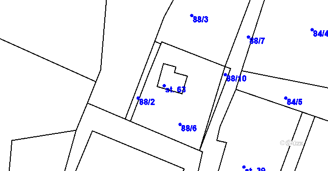 Parcela st. 63 v KÚ Novičí, Katastrální mapa