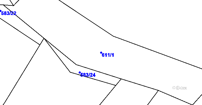 Parcela st. 611/1 v KÚ Novičí, Katastrální mapa