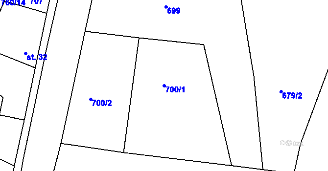 Parcela st. 700/1 v KÚ Novičí, Katastrální mapa