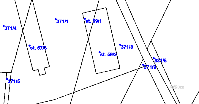 Parcela st. 59/2 v KÚ Novičí, Katastrální mapa