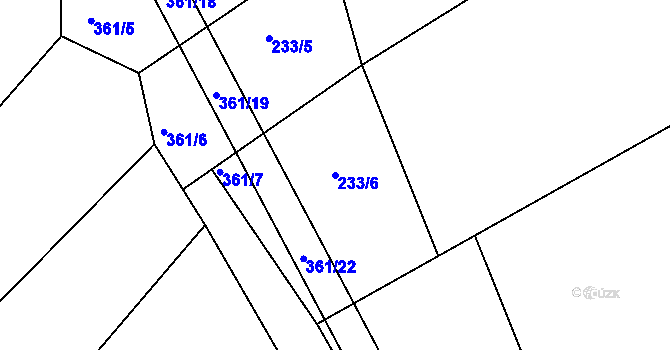 Parcela st. 233/6 v KÚ Novičí, Katastrální mapa
