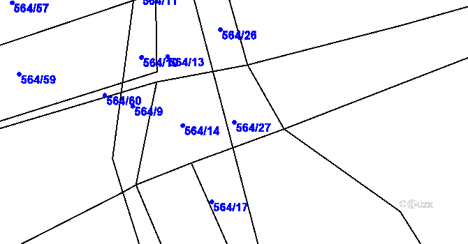 Parcela st. 564/27 v KÚ Novičí, Katastrální mapa