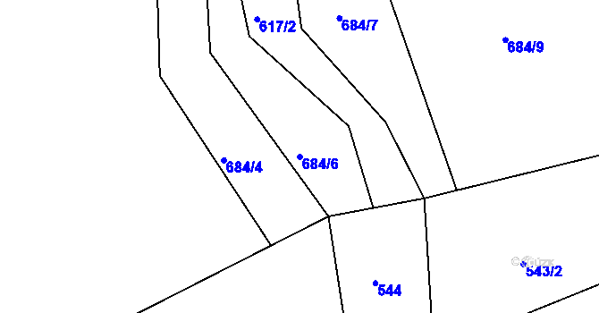 Parcela st. 684/6 v KÚ Novičí, Katastrální mapa