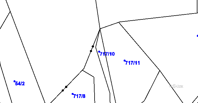 Parcela st. 717/10 v KÚ Novičí, Katastrální mapa