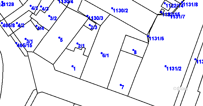 Parcela st. 6/1 v KÚ Novosedlice, Katastrální mapa