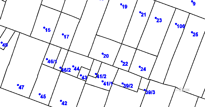 Parcela st. 20 v KÚ Novosedlice, Katastrální mapa