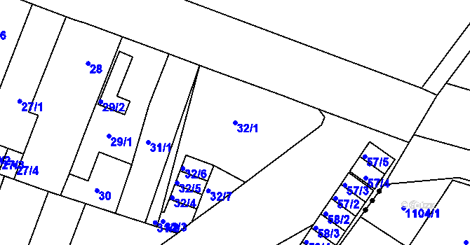 Parcela st. 32/1 v KÚ Novosedlice, Katastrální mapa