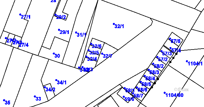 Parcela st. 32/7 v KÚ Novosedlice, Katastrální mapa