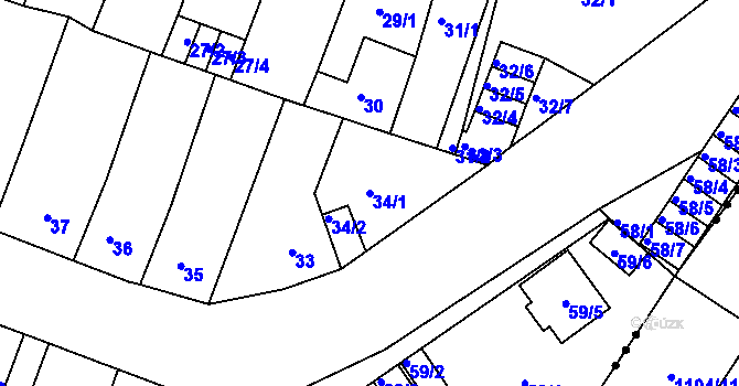 Parcela st. 34/1 v KÚ Novosedlice, Katastrální mapa