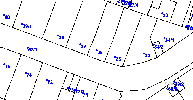 Parcela st. 36 v KÚ Novosedlice, Katastrální mapa