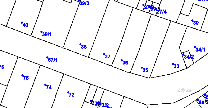 Parcela st. 37 v KÚ Novosedlice, Katastrální mapa