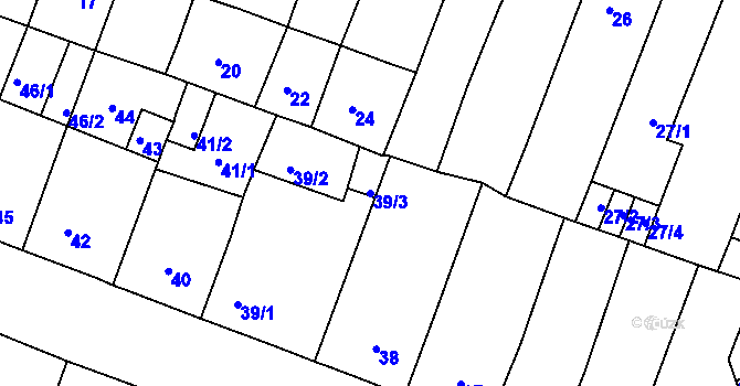 Parcela st. 39/3 v KÚ Novosedlice, Katastrální mapa