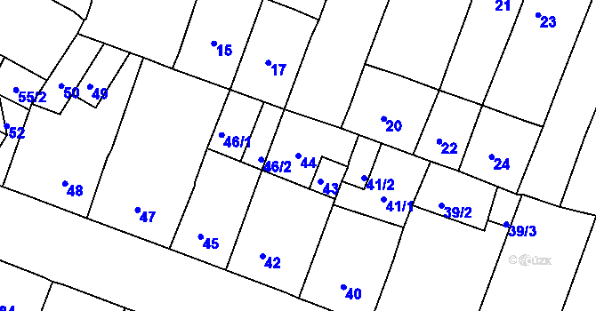 Parcela st. 44 v KÚ Novosedlice, Katastrální mapa
