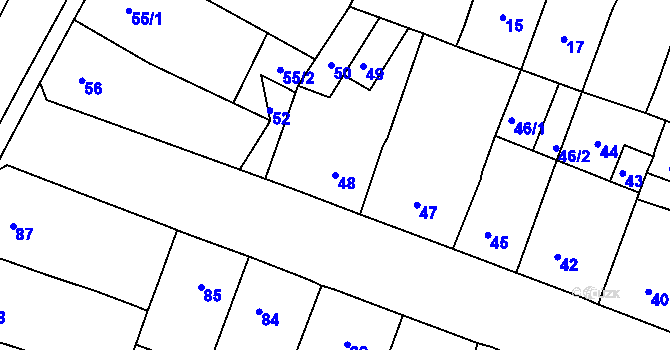 Parcela st. 48 v KÚ Novosedlice, Katastrální mapa