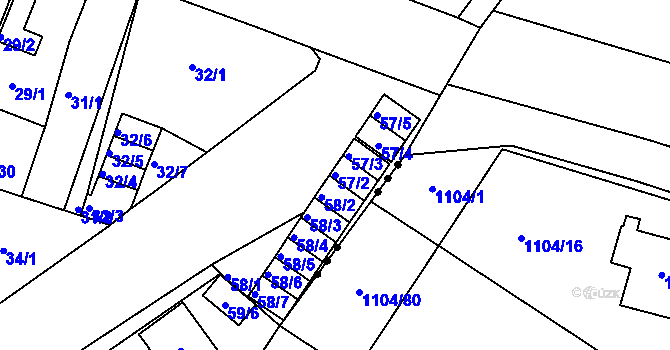 Parcela st. 57/2 v KÚ Novosedlice, Katastrální mapa