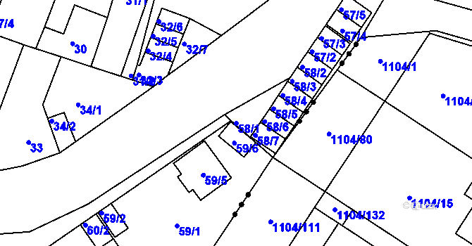 Parcela st. 58/1 v KÚ Novosedlice, Katastrální mapa