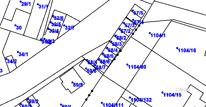 Parcela st. 58/5 v KÚ Novosedlice, Katastrální mapa