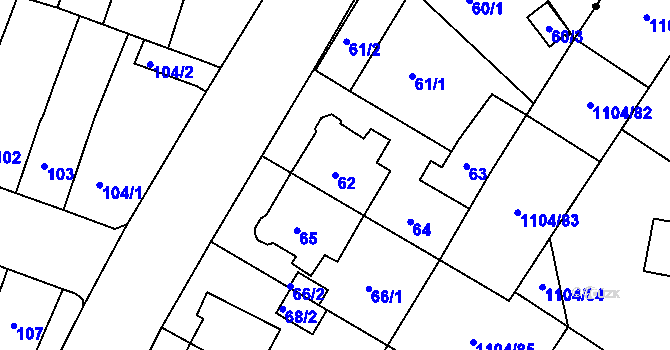 Parcela st. 62 v KÚ Novosedlice, Katastrální mapa