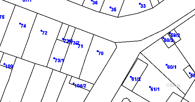 Parcela st. 70 v KÚ Novosedlice, Katastrální mapa