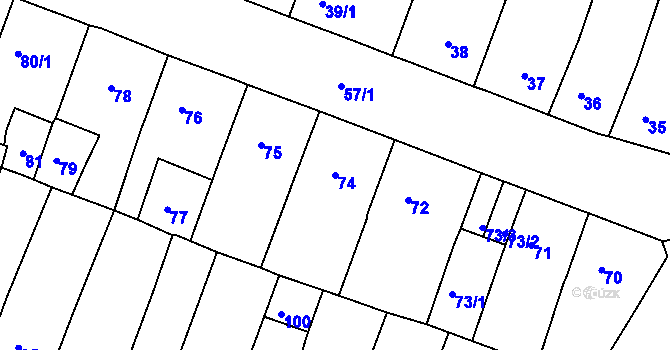 Parcela st. 74 v KÚ Novosedlice, Katastrální mapa