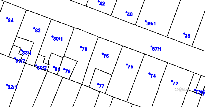 Parcela st. 76 v KÚ Novosedlice, Katastrální mapa