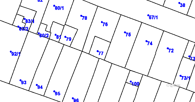 Parcela st. 77 v KÚ Novosedlice, Katastrální mapa