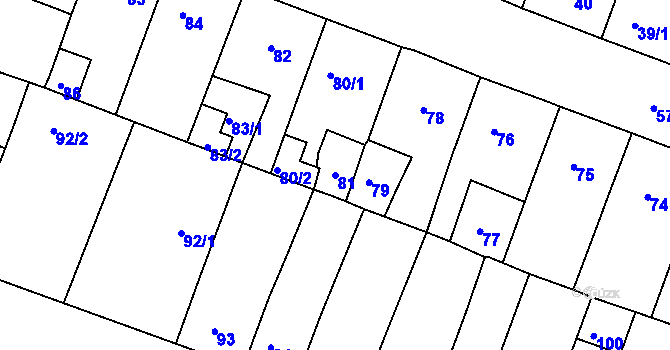 Parcela st. 81 v KÚ Novosedlice, Katastrální mapa