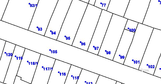 Parcela st. 96 v KÚ Novosedlice, Katastrální mapa