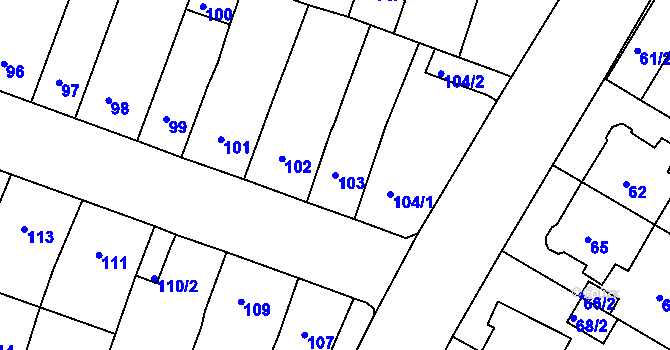 Parcela st. 103 v KÚ Novosedlice, Katastrální mapa