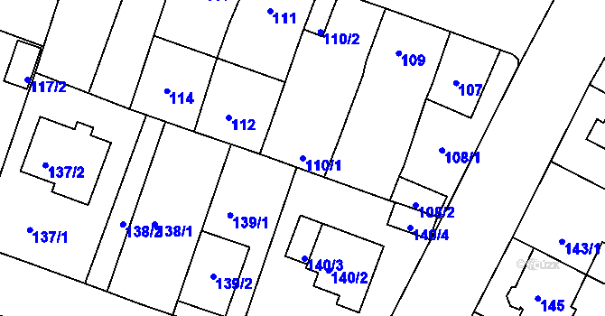Parcela st. 110/1 v KÚ Novosedlice, Katastrální mapa