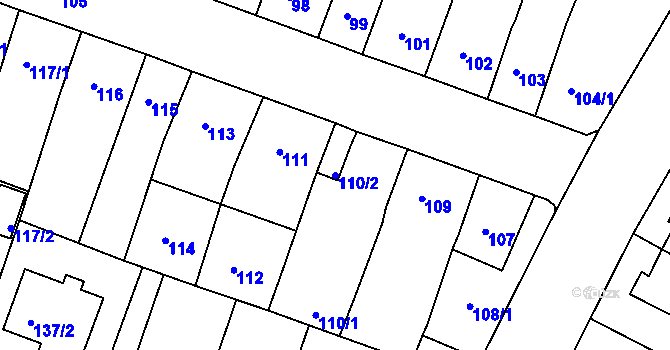 Parcela st. 110/2 v KÚ Novosedlice, Katastrální mapa
