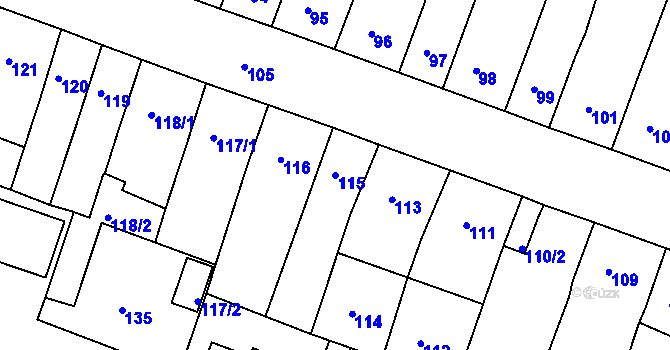 Parcela st. 115 v KÚ Novosedlice, Katastrální mapa