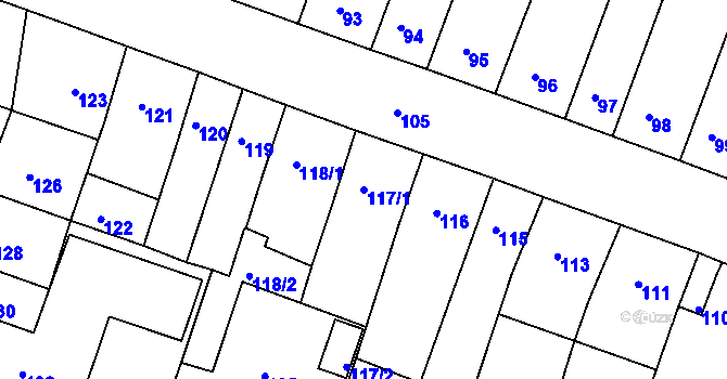 Parcela st. 117/1 v KÚ Novosedlice, Katastrální mapa