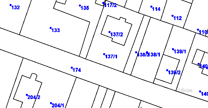 Parcela st. 137/1 v KÚ Novosedlice, Katastrální mapa