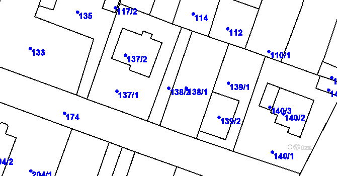 Parcela st. 138/2 v KÚ Novosedlice, Katastrální mapa